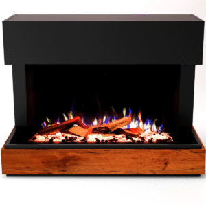 Glow Fire Elektrokamin 'Curie' | LED Standkamin in schwarz mit Heizung (1500 W) | HxBxT: 114x89x53cm