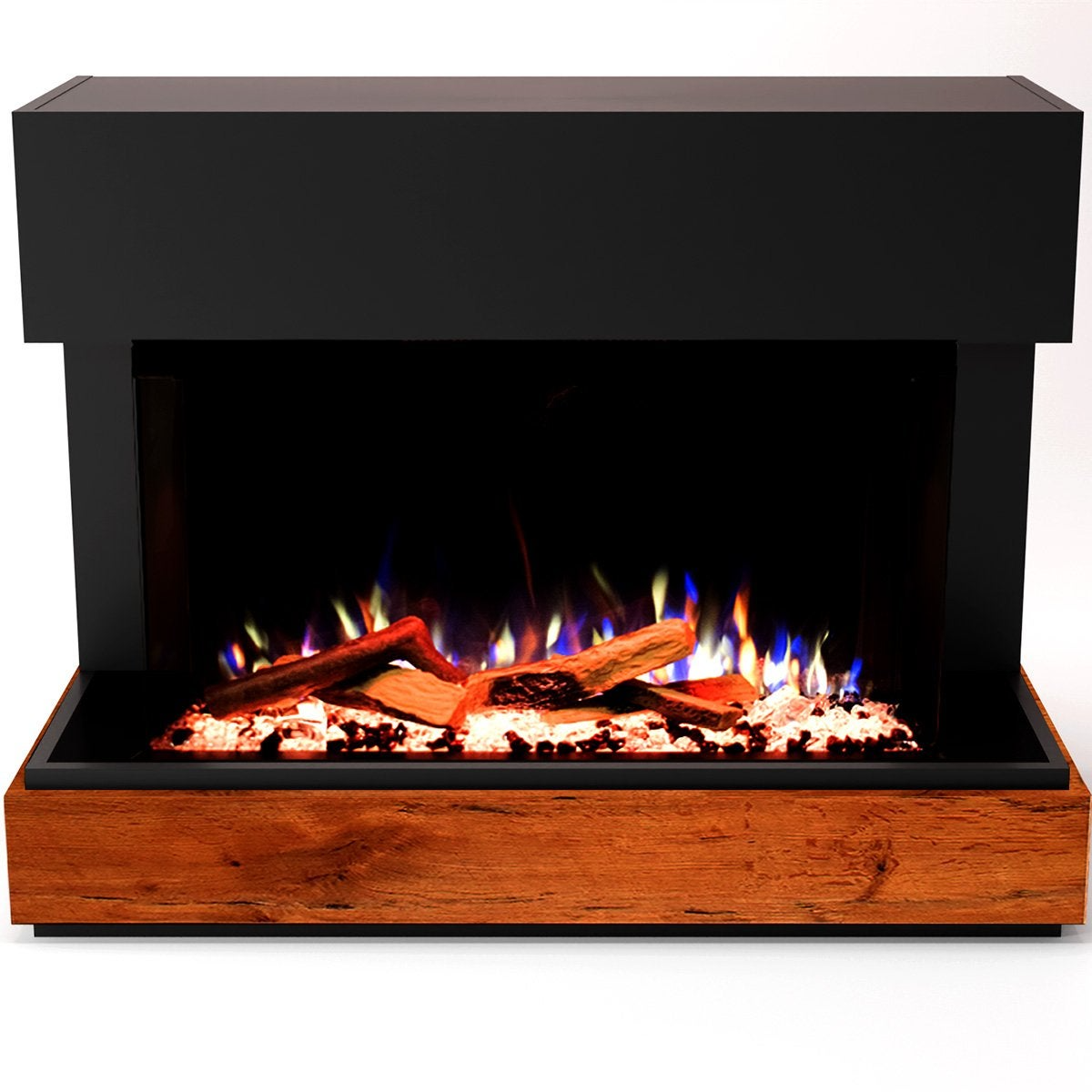 Glow Fire Elektrokamin ‚Curie‘ | LED Standkamin in schwarz mit Heizung (1500 W) | HxBxT: 114x89x53cm