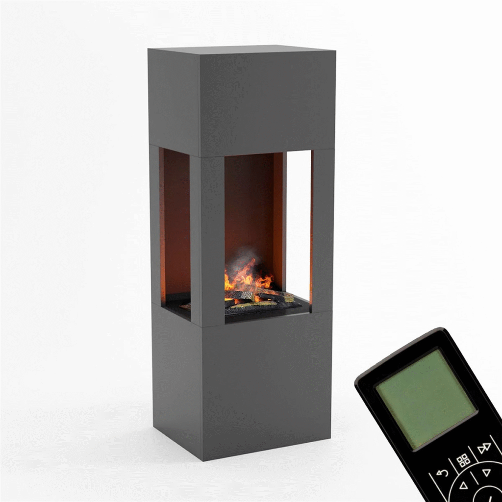 GLOW FIRE Elektrokamin 'Böll'| Wasserdampf Kamin mit OMC 400 inkl. Holz in weiß als Raumteiler | HxBxT: 145x54x44 cm