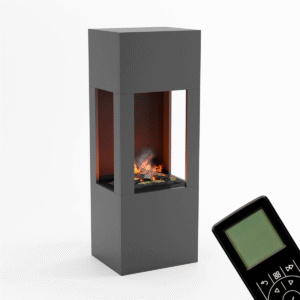 GLOW FIRE Elektrokamin 'Böll'| Wasserdampf Kamin mit OMC 400 inkl. Holz in weiß als Raumteiler | HxBxT: 145x54x44 cm