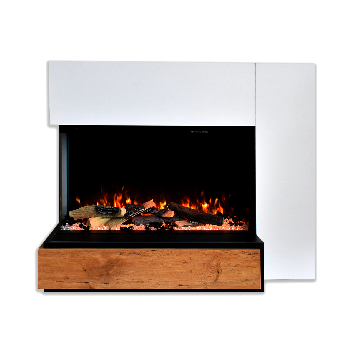 Glow Fire Elektrokamin ‚Einstein‘ Linksoffen| LED Standkamin in weiß mit Heizung (1500 W) | HxBxT: 109x89x51cm